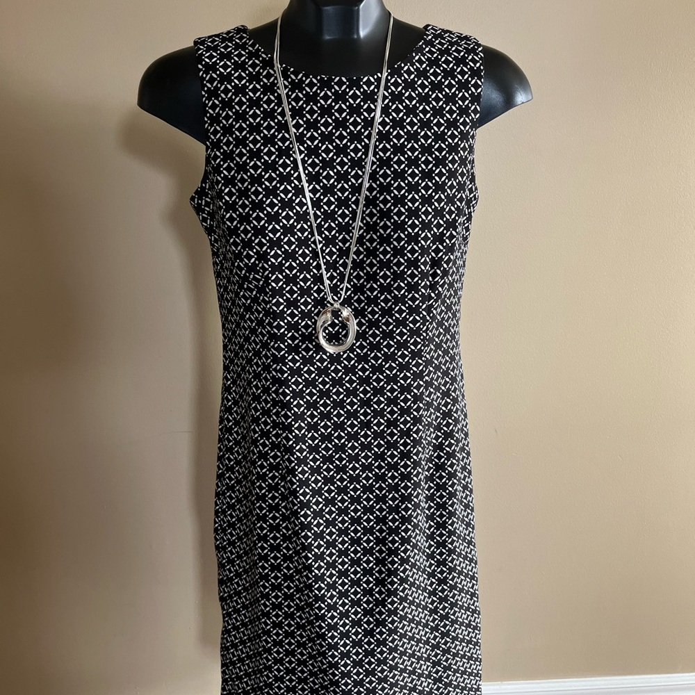 Mario Serrani Black and White Geometric Mini Dress